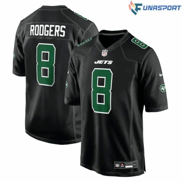 Aaron Rodgers 8 New York Jets Fashion Game Jersey – Men Black